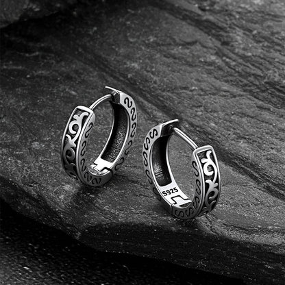 Sterling Silver Vine Celtic Huggie Hoop Earrings for