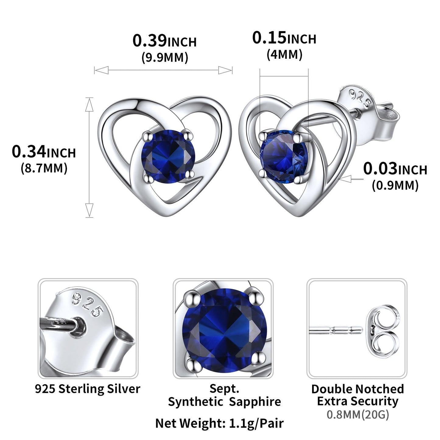 Sterling Silver Celtic Knot Birthstone Stud Earrings Birthday Gifts for