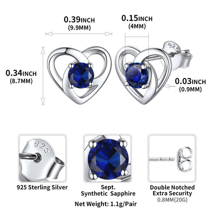 Sterling Silver Celtic Knot Birthstone Stud Earrings Birthday Gifts for