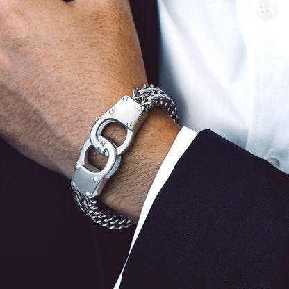 Handcuffs Chain Bracelet for With Celtic Knot in Stainless Steel