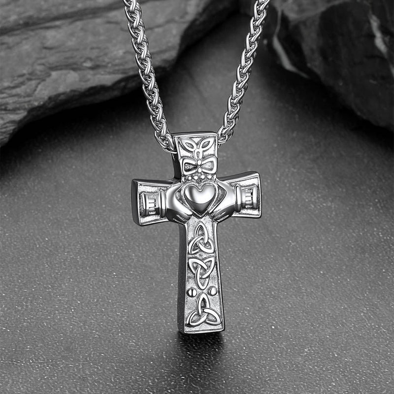 Custom Celtic Cross Urn Cremation Pendant Necklace for Ashes