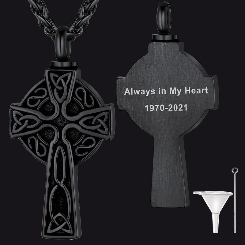 Custom Celtic Cross Urn Necklace for Ashes Cremation Jewelry