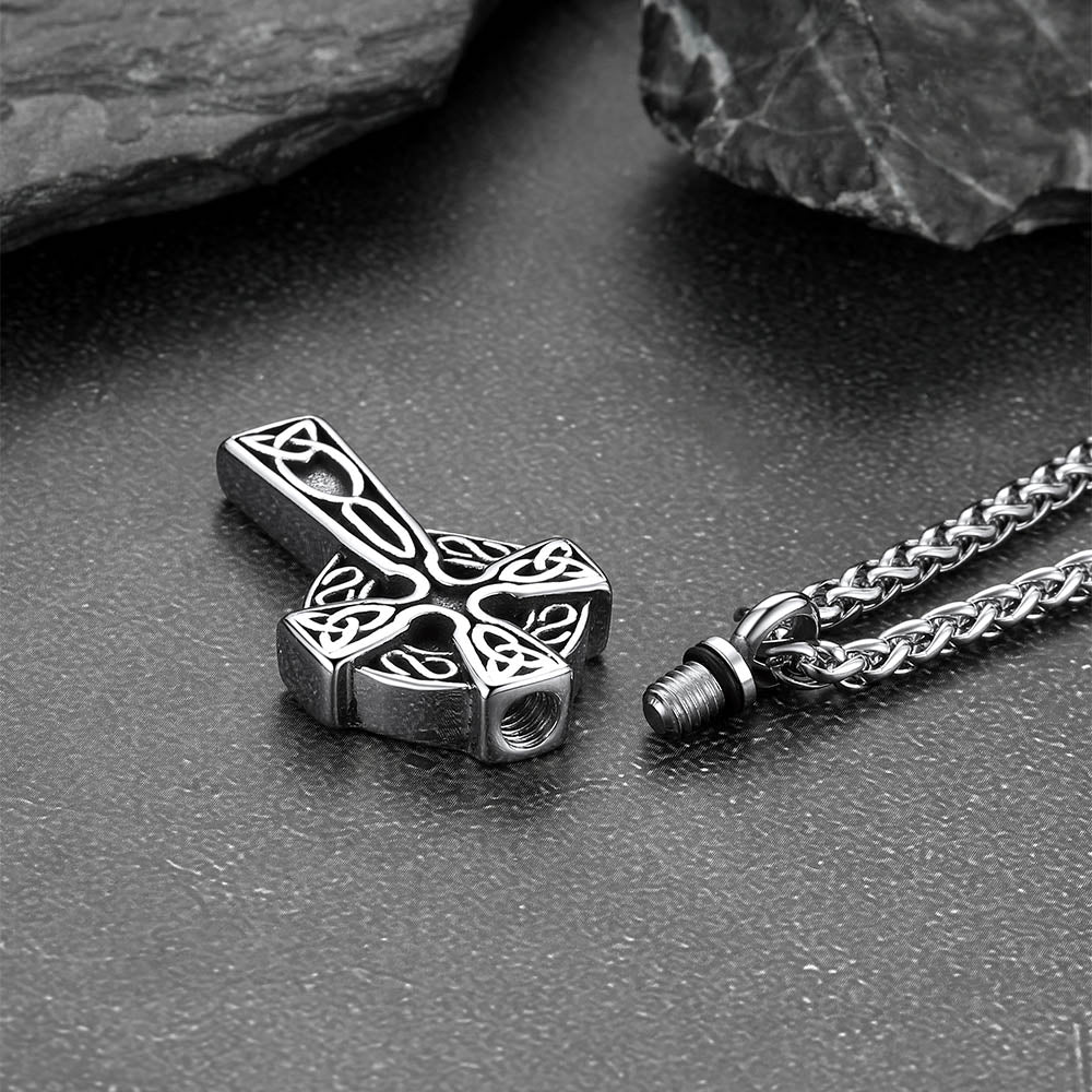 Custom Celtic Cross Urn Necklace for Ashes Cremation Jewelry