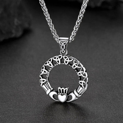 Claddage Circle Celtic Knot Pendant Necklace for /