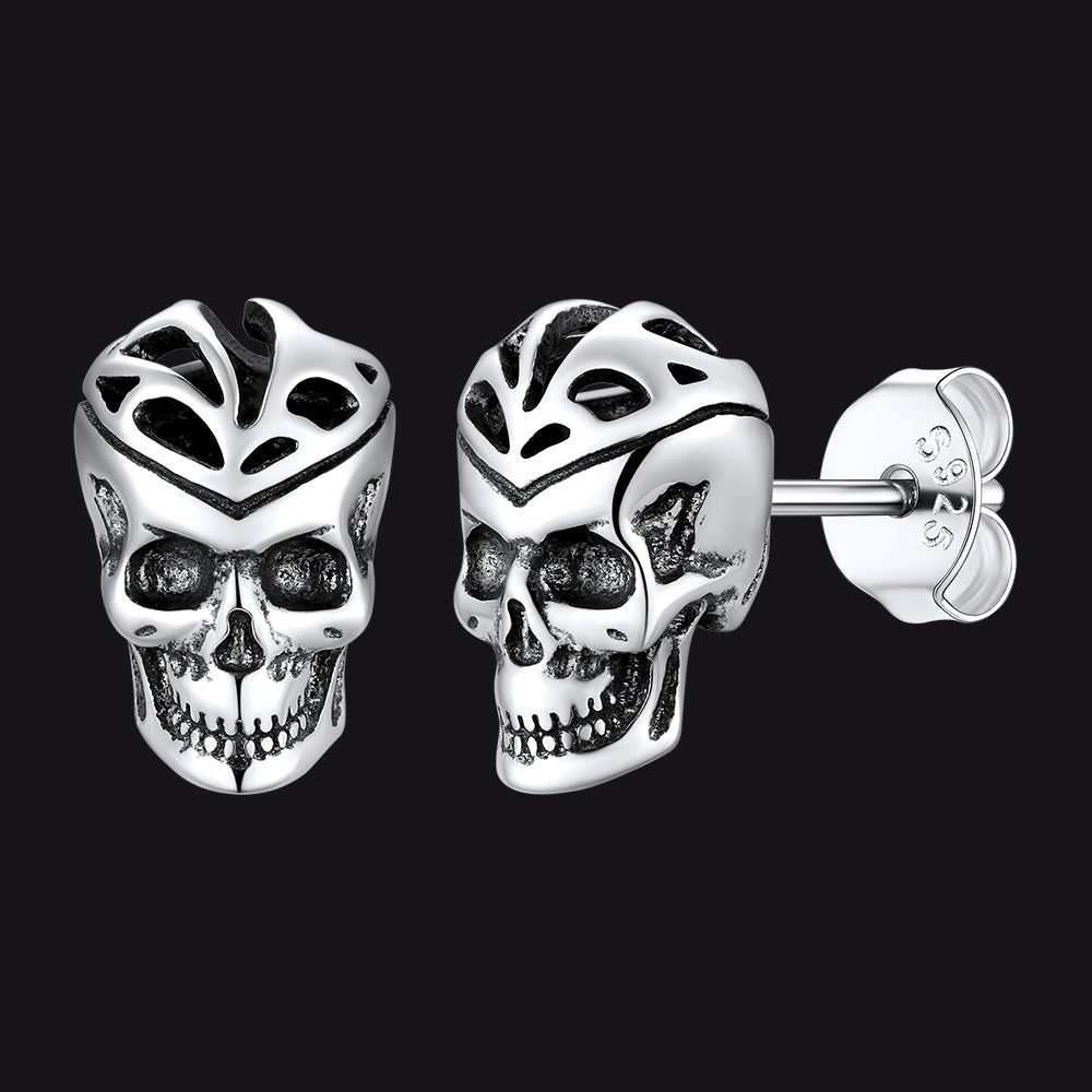 Gothic Celtic Knot Skull Stud Earrings for