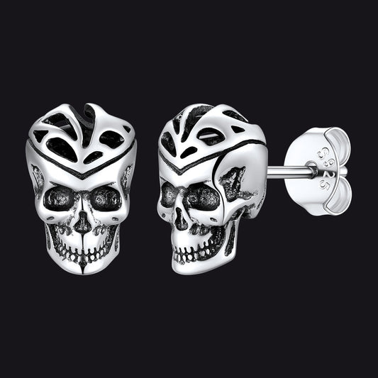 Gothic Celtic Knot Skull Stud Earrings for