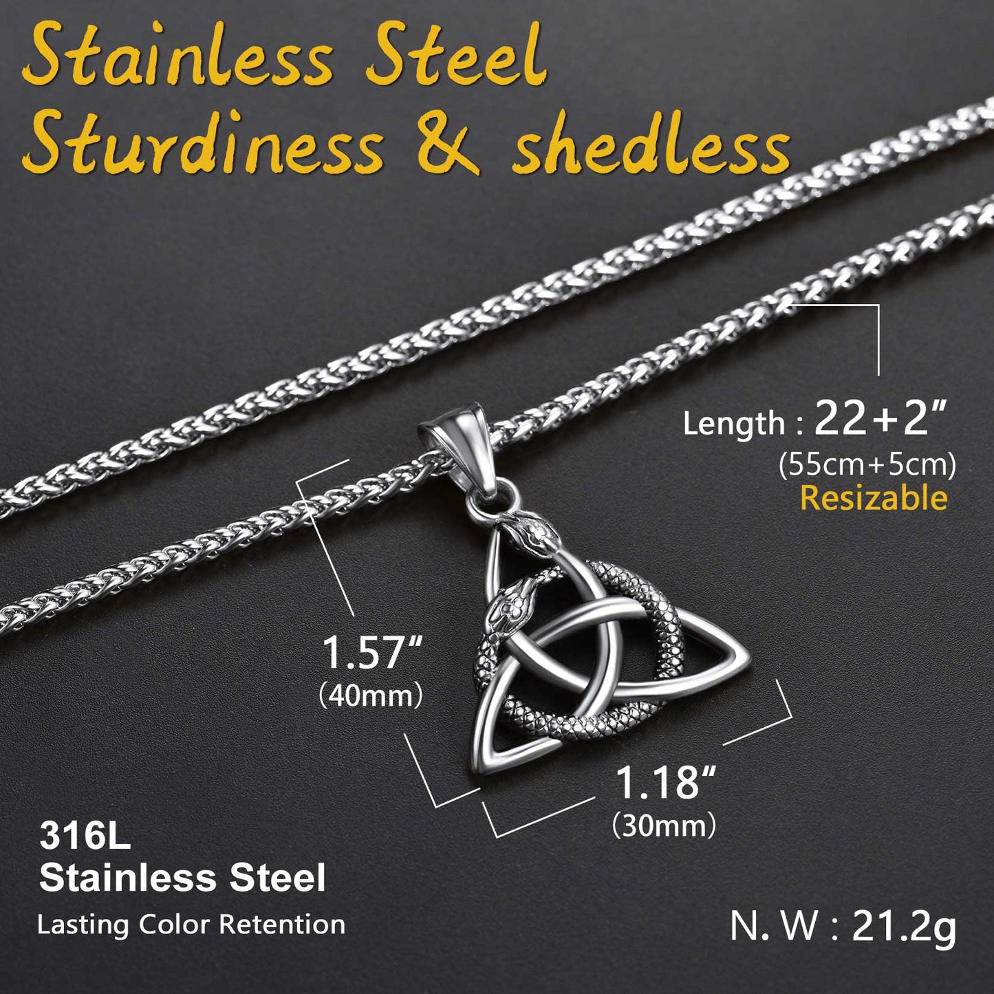 Ouroboros Celtic Knot Snake Pendant Necklace
