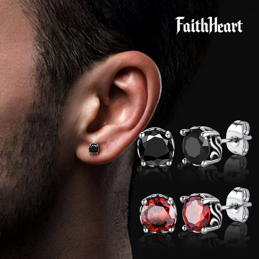 Celtic Ruby Stud Earrings for in Stainless Steel