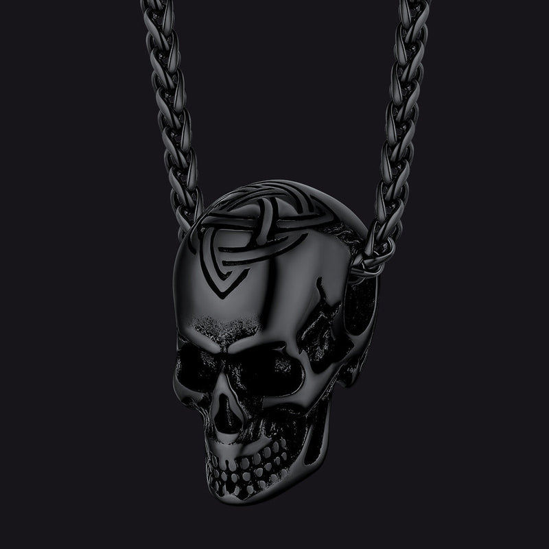 Gothic Celtic Skull Pendant Necklace for