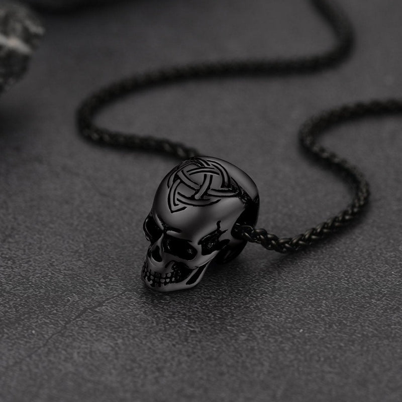 Gothic Celtic Skull Pendant Necklace for