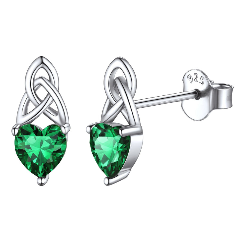Sterling Silver Irish Celtic Knot Birthstone Stud Earrings for