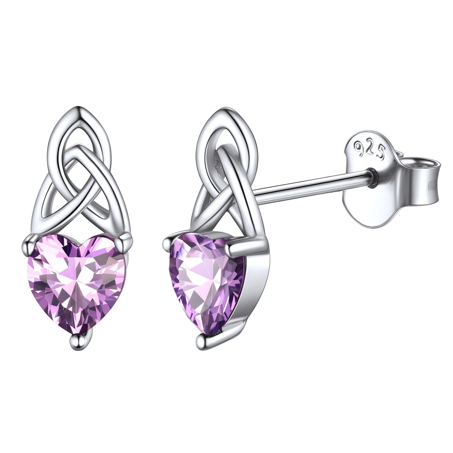 Sterling Silver Irish Celtic Knot Birthstone Stud Earrings for