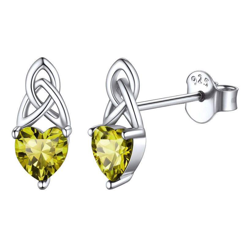 Sterling Silver Irish Celtic Knot Birthstone Stud Earrings for