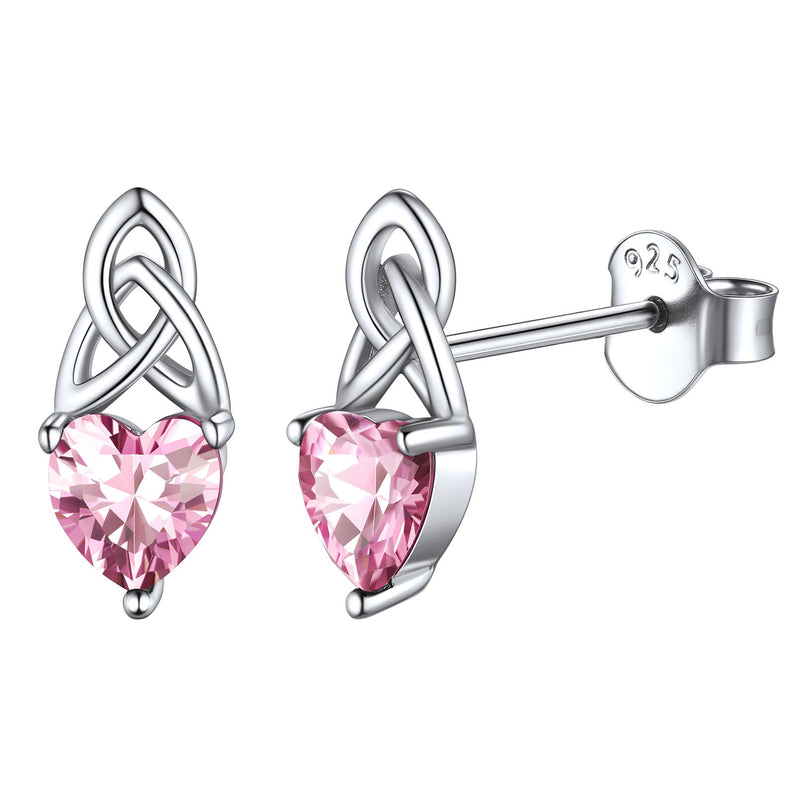 Sterling Silver Irish Celtic Knot Birthstone Stud Earrings for
