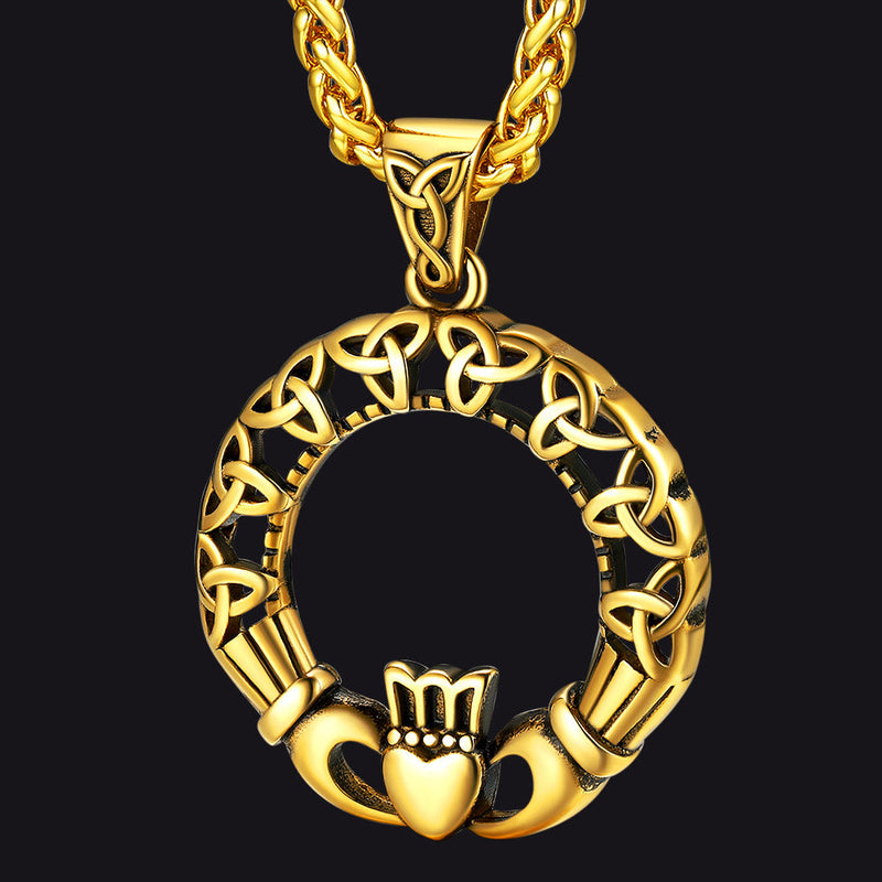 Claddage Circle Celtic Knot Pendant Necklace for /