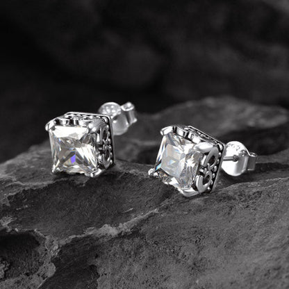 Celtic Diamond Stud Earrings in Sterling Silver for