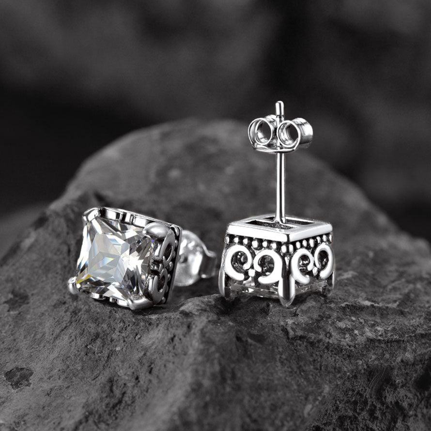 Celtic Diamond Stud Earrings in Sterling Silver for