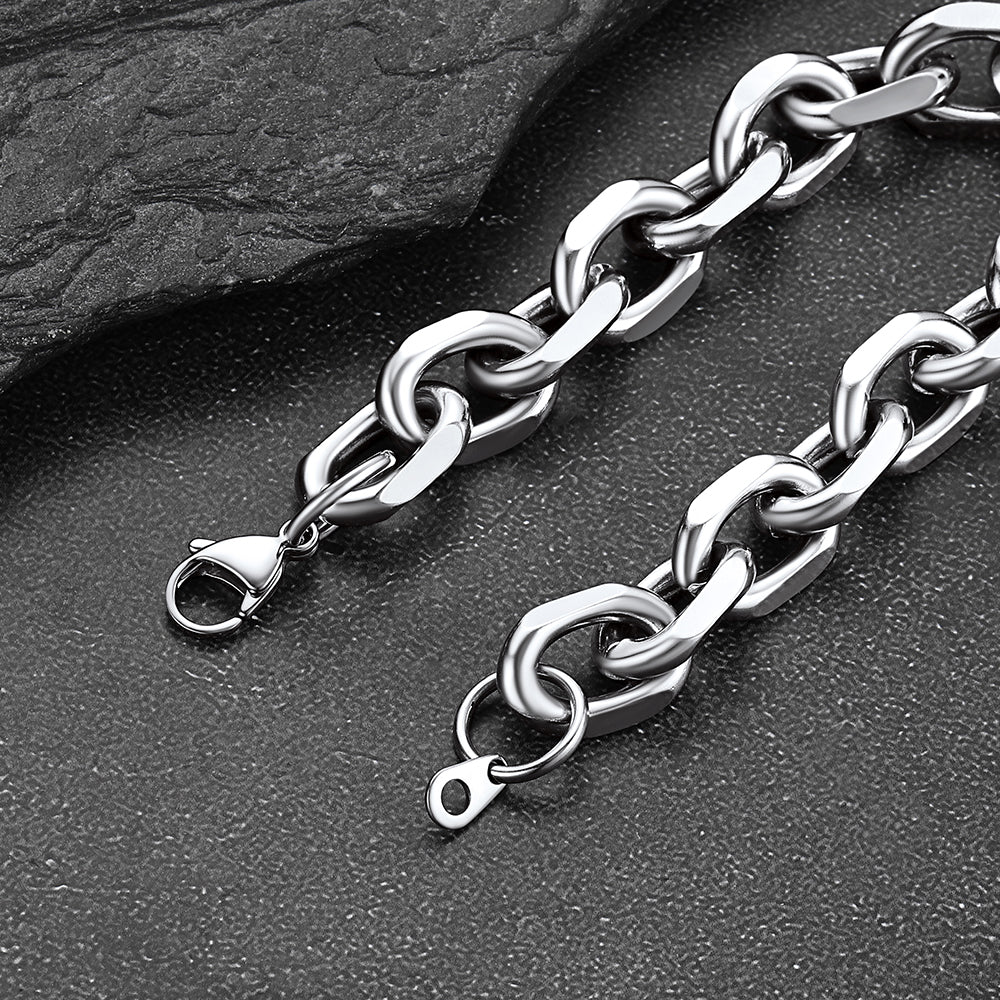 Stainless Steel Rolo Link Bracelet for