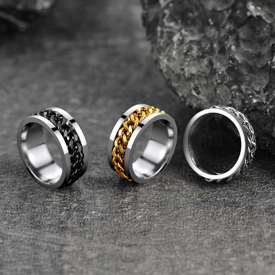 Cuban Chain Link Fidget Spinner Anxiety Ring for