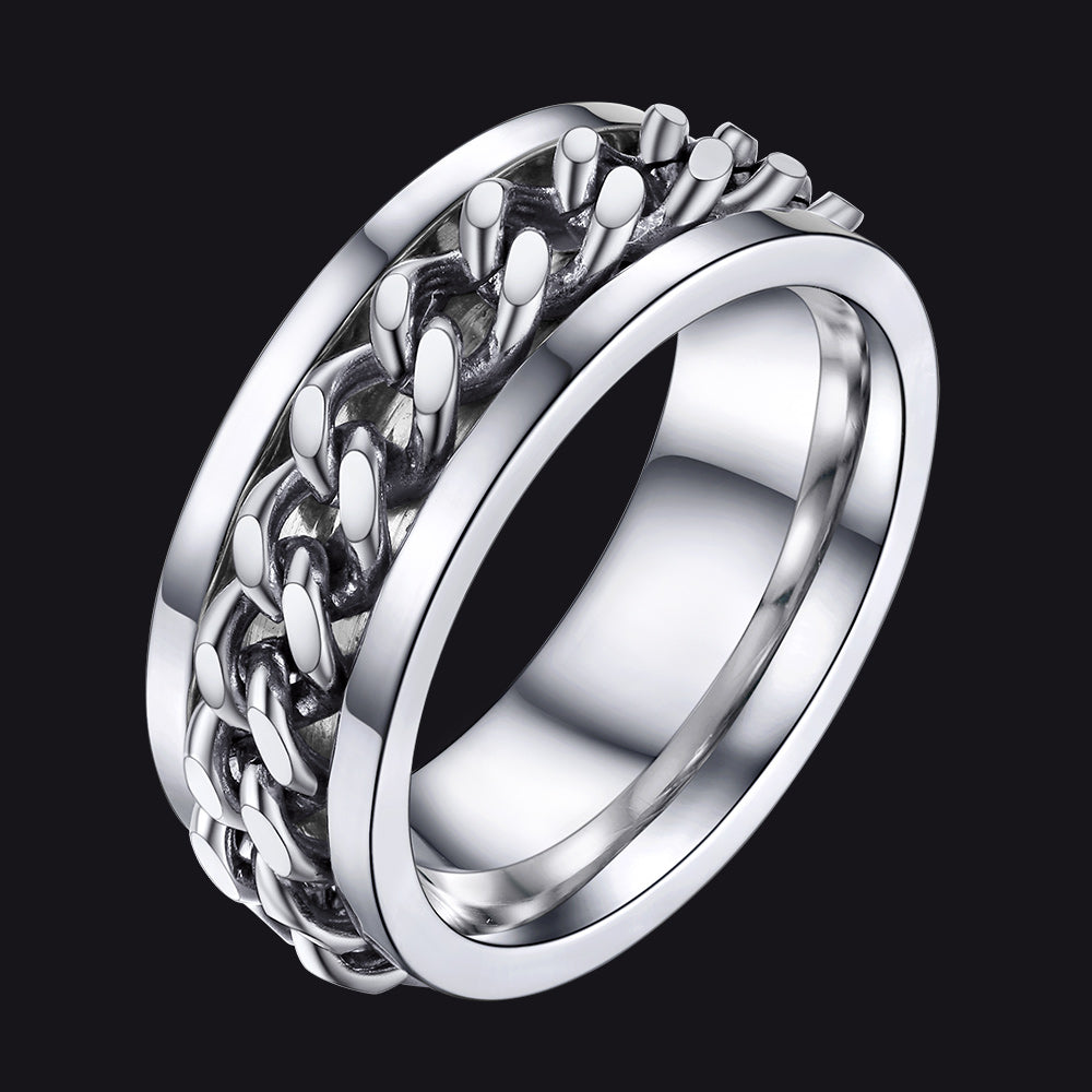 Cuban Chain Link Fidget Spinner Anxiety Ring for