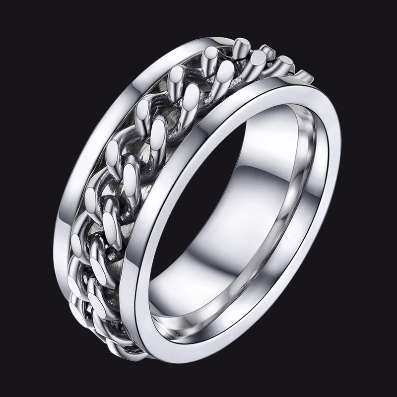 Cuban Chain Link Fidget Spinner Anxiety Ring for