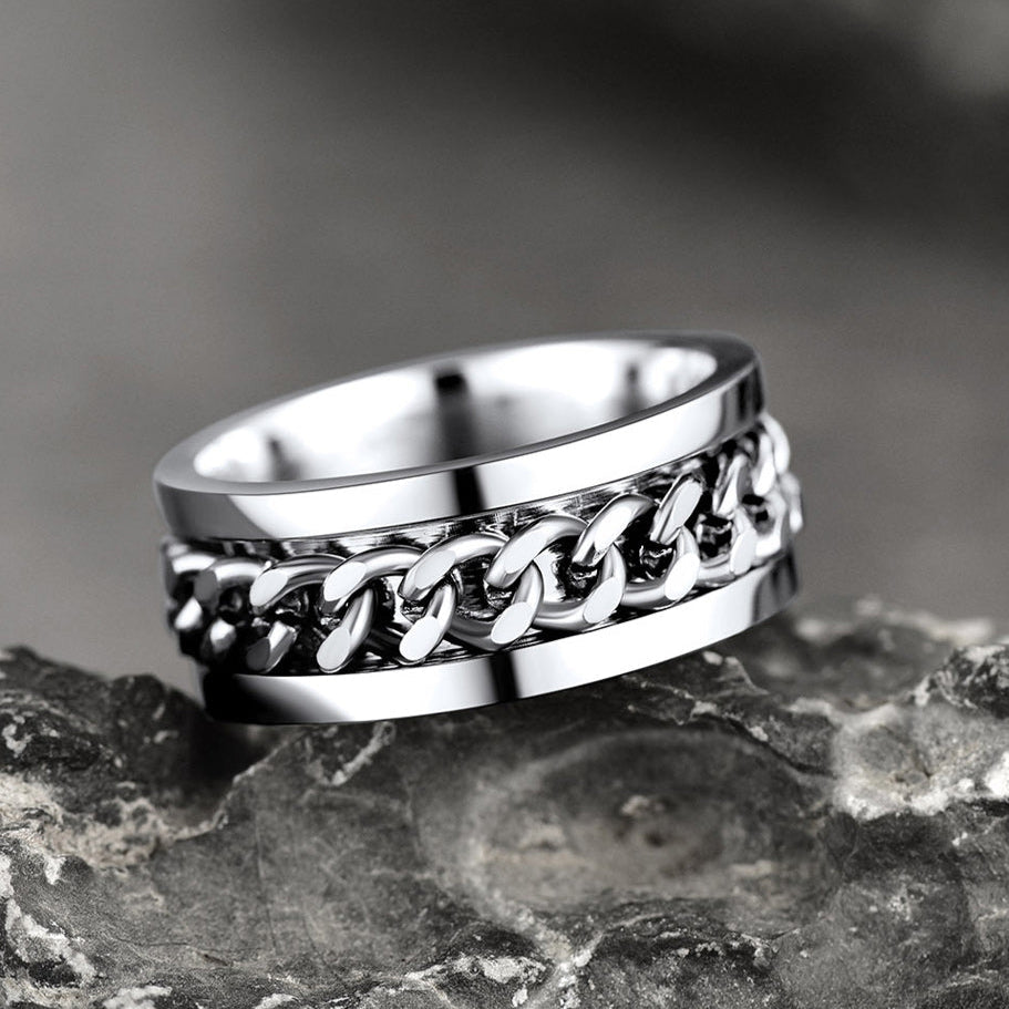 Cuban Chain Link Fidget Spinner Anxiety Ring for