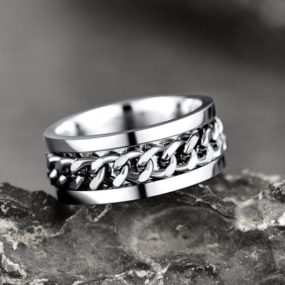 Cuban Chain Link Fidget Spinner Anxiety Ring for