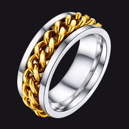 Cuban Chain Link Fidget Spinner Anxiety Ring for