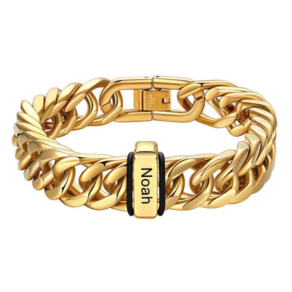 Personalized Cuban Link Bracelet Engraved Name Bracelet for