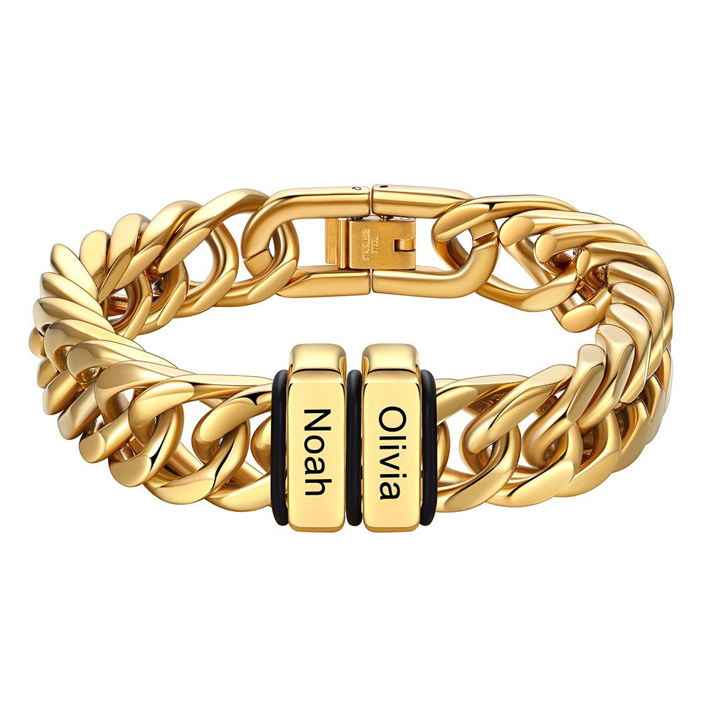 Personalized Cuban Link Bracelet Engraved Name Bracelet for