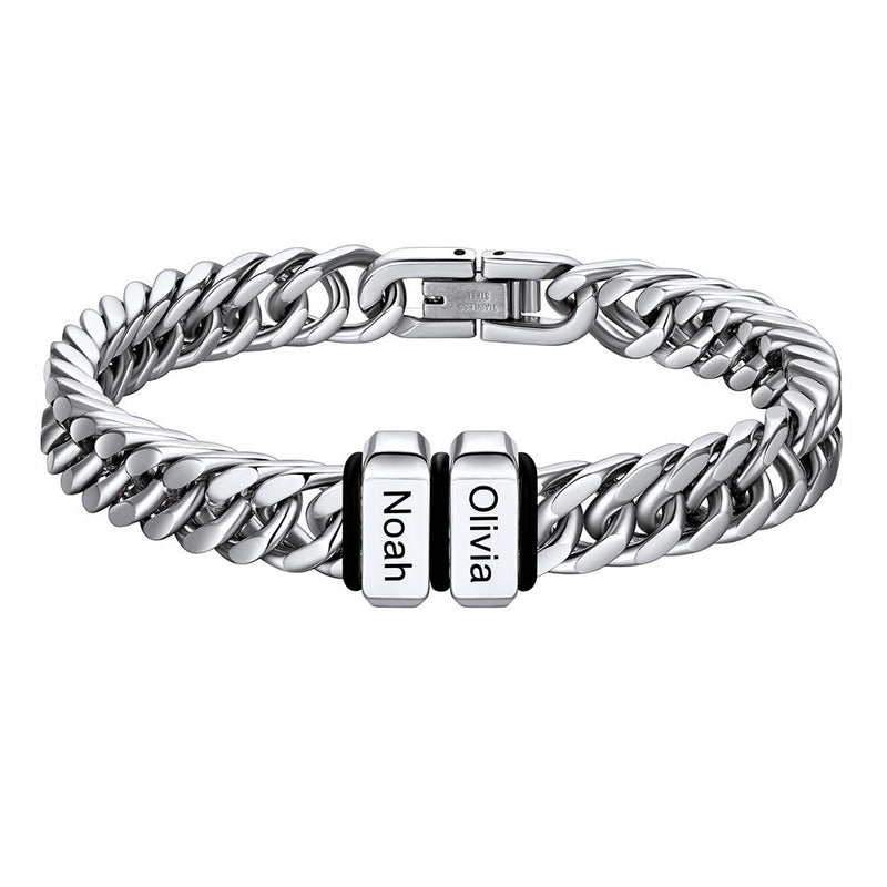Personalized Cuban Link Bracelet Engraved Name Bracelet for