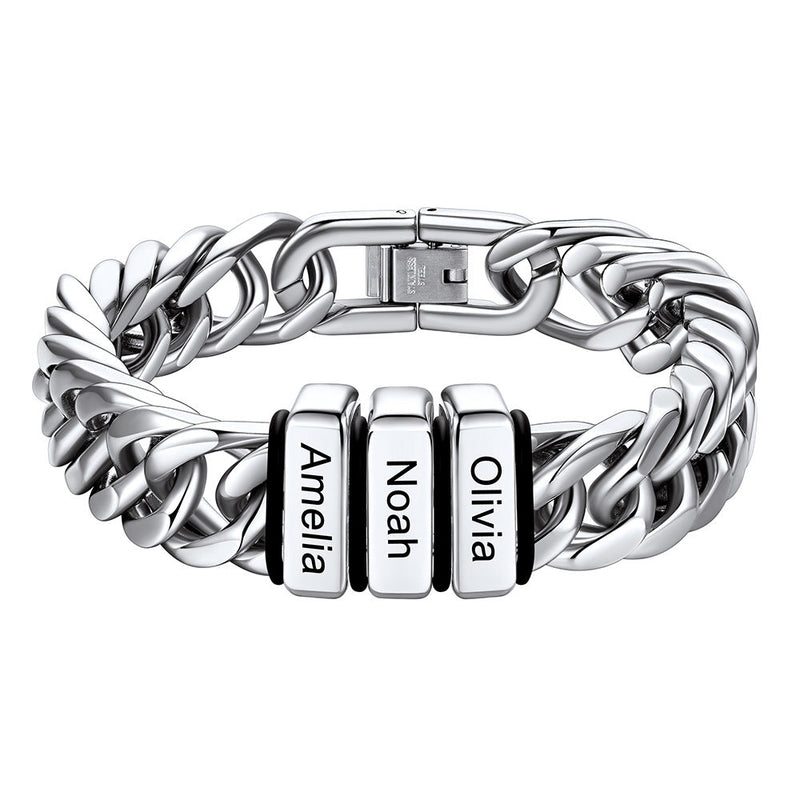 Personalized Cuban Link Bracelet Engraved Name Bracelet for