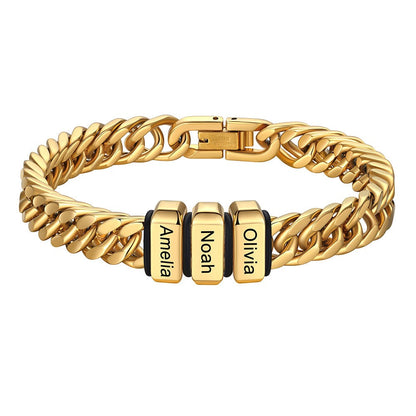 Personalized Cuban Link Bracelet Engraved Name Bracelet for