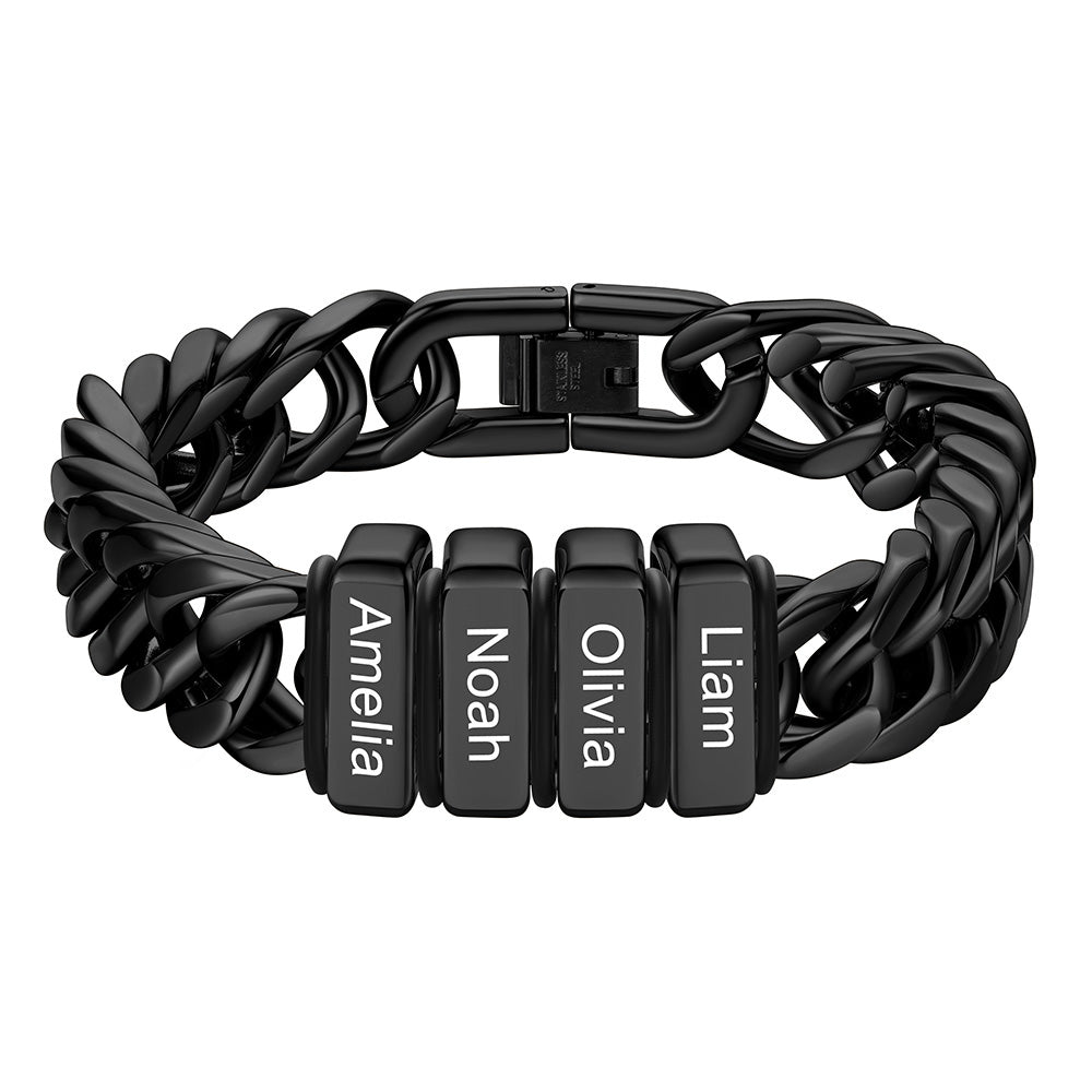 Personalized Cuban Link Bracelet Engraved Name Bracelet for
