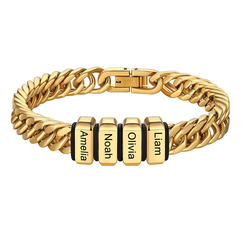 Personalized Cuban Link Bracelet Engraved Name Bracelet for