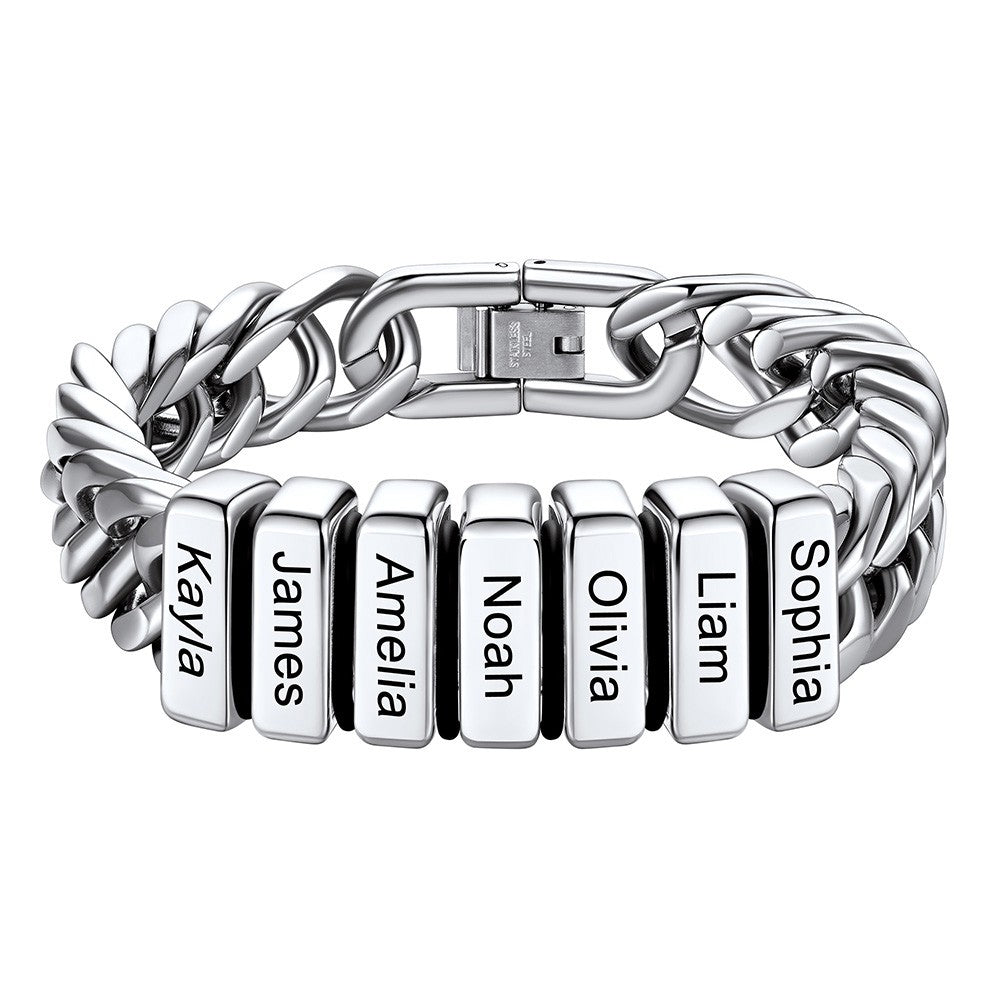 Personalized Cuban Link Bracelet Engraved Name Bracelet for
