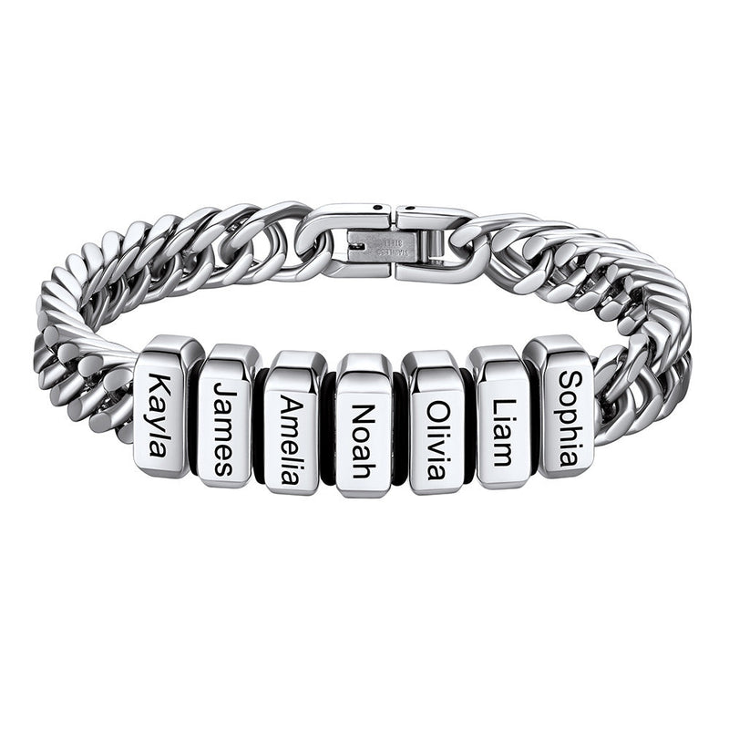Personalized Cuban Link Bracelet Engraved Name Bracelet for