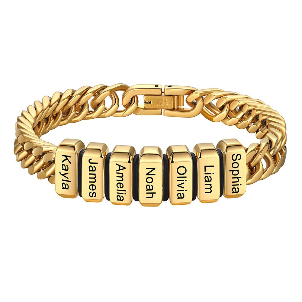 Personalized Cuban Link Bracelet Engraved Name Bracelet for