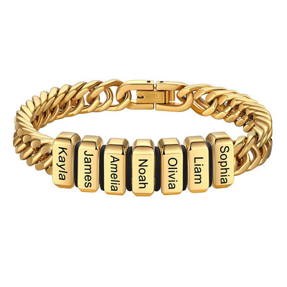 Personalized Cuban Link Bracelet Engraved Name Bracelet for