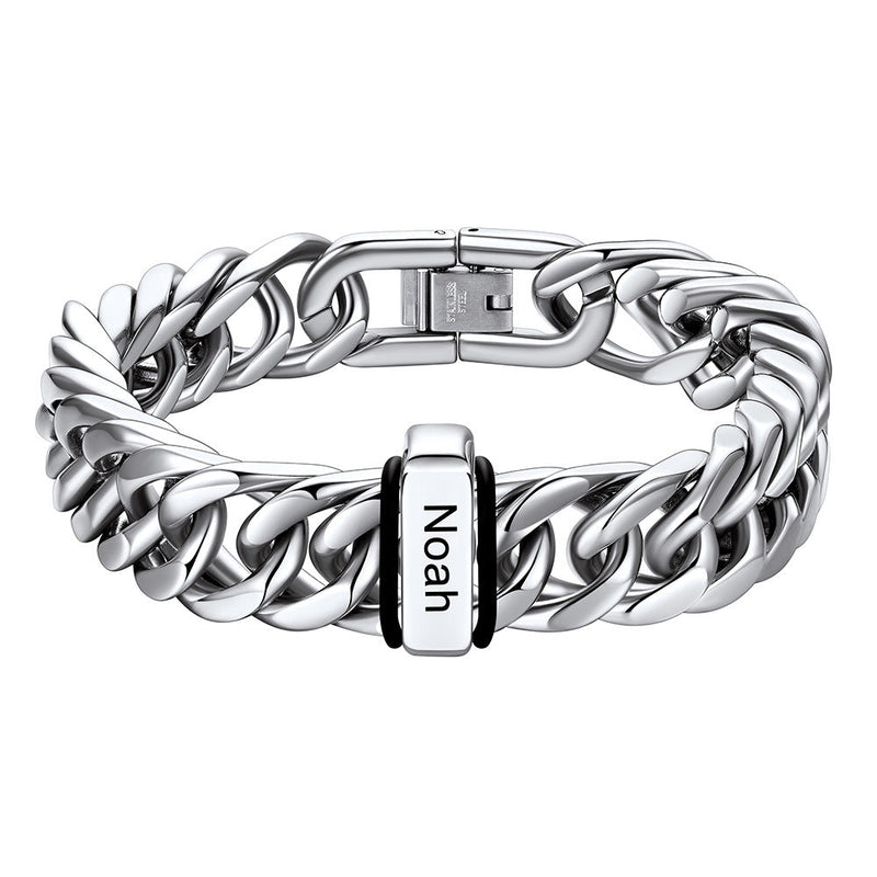 Personalized Cuban Link Bracelet Engraved Name Bracelet for