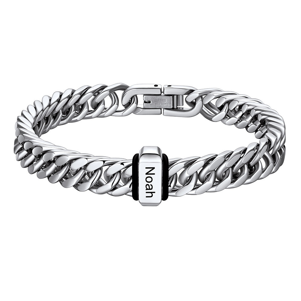 Personalized Cuban Link Bracelet Engraved Name Bracelet for
