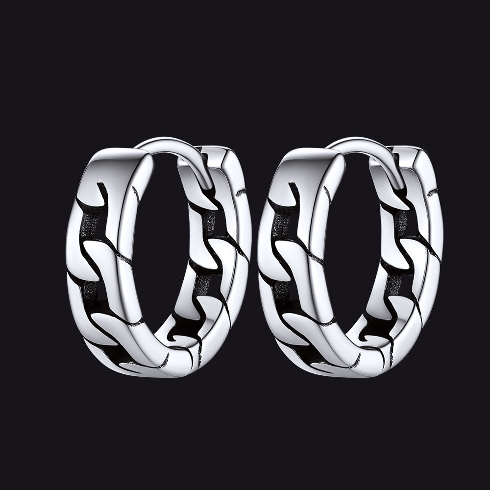 Chunky Cuban Chain Huggie Hoop Earrings for