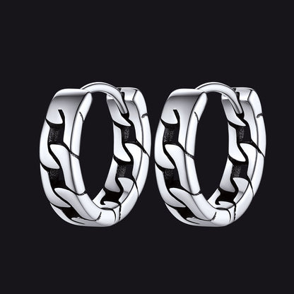 Chunky Cuban Chain Huggie Hoop Earrings for