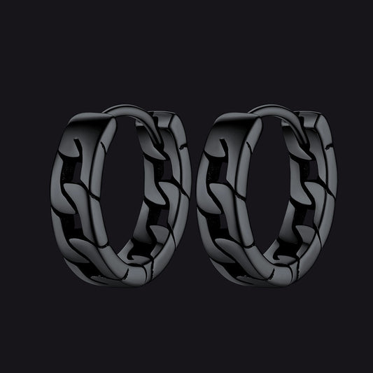 Chunky Cuban Chain Huggie Hoop Earrings for