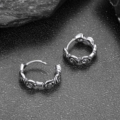 Flash Sterling Silver Chunky Rose Hoop Huggie Earrings for
