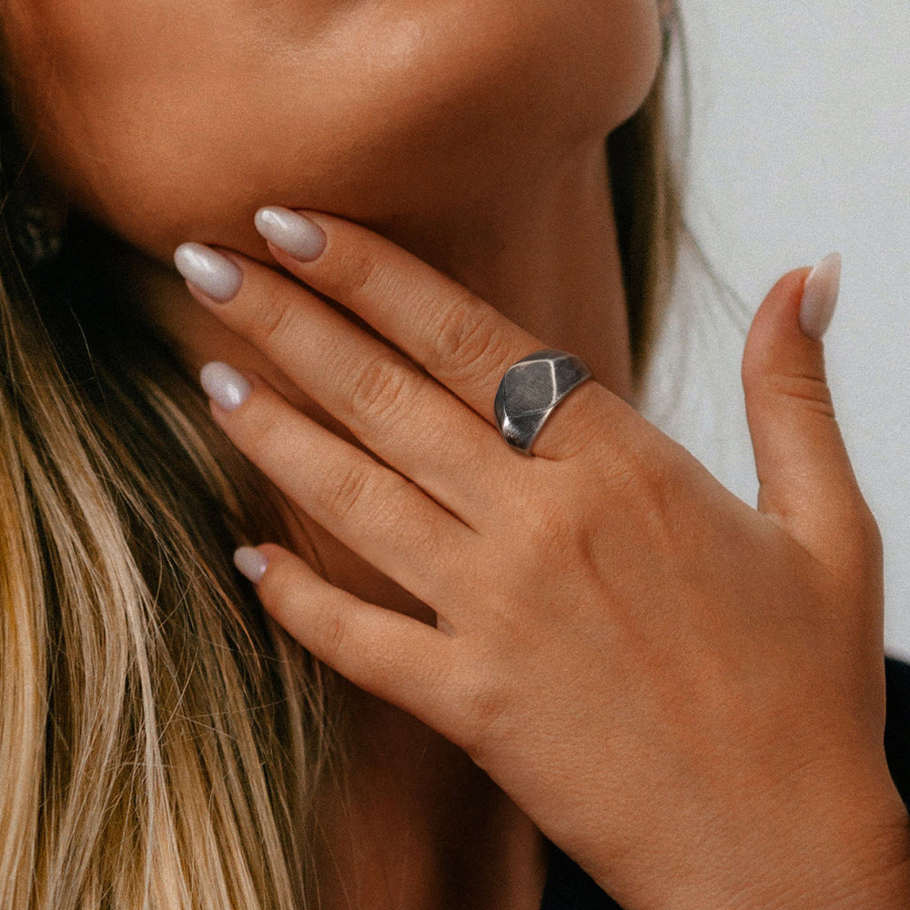 Custom Text Chunky Thick Heavy Signet Ring Gift for Dad