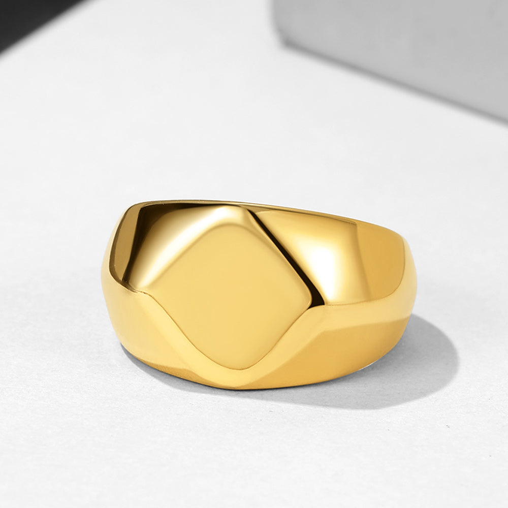 Custom Text Chunky Thick Heavy Signet Ring Gift for Dad
