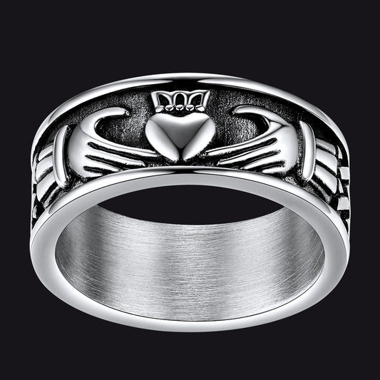 Celtic Claddagh Love Wedding Band Ring for
