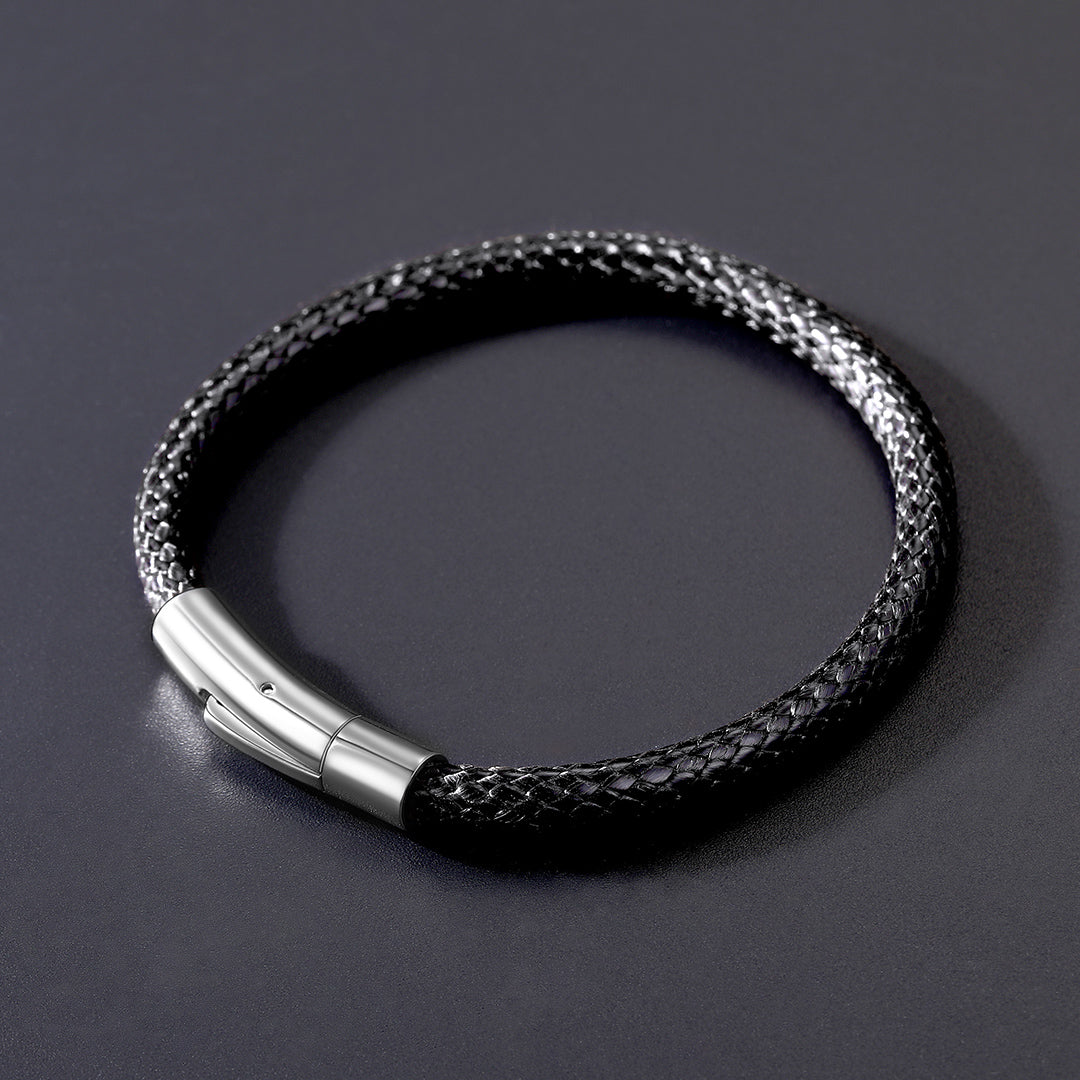 Clasp Braided Genuine Leather Bracelet for