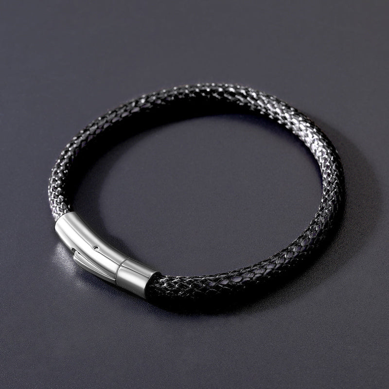 Clasp Braided Genuine Leather Bracelet for